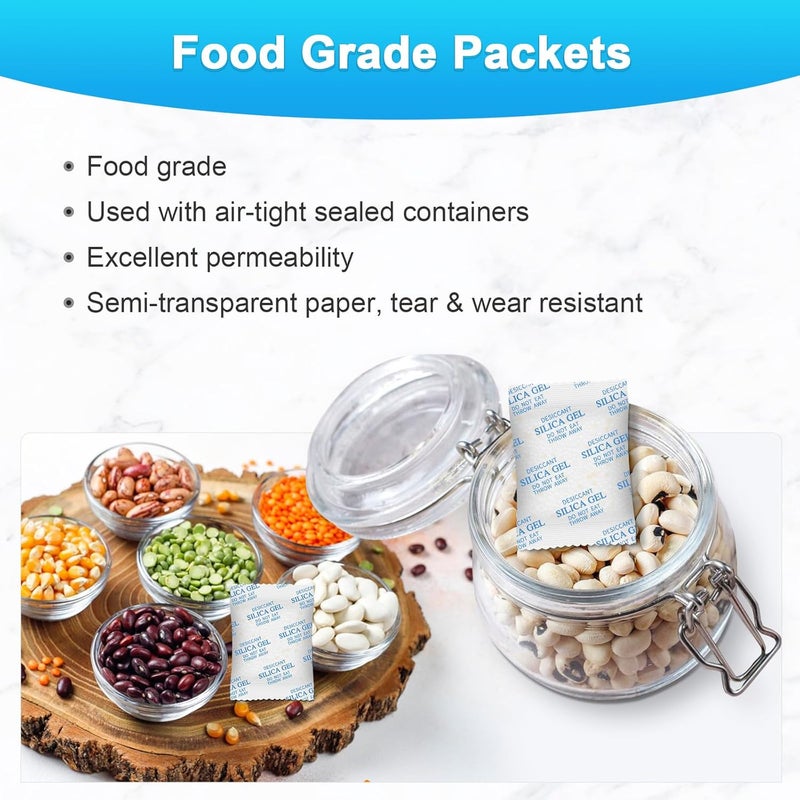 Absorbking Silica Gel Packets - 10 Gram 120 Packs Moisture Absorbers, Food Grade Desiccant Packs for Storage, Premium Color Indicating Desiccant Packs for Storage, Widely Used for Foods, Electronics, Jewelry - Image 2